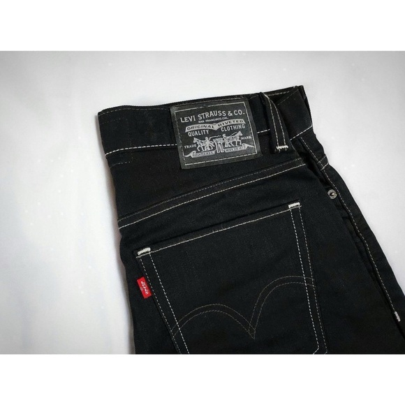 Vtg Y2K Levi's Skinny 511 Black Mid Rise Unisex Rocker Biker Metal Jeans Sz 31 - Picture 4 of 8